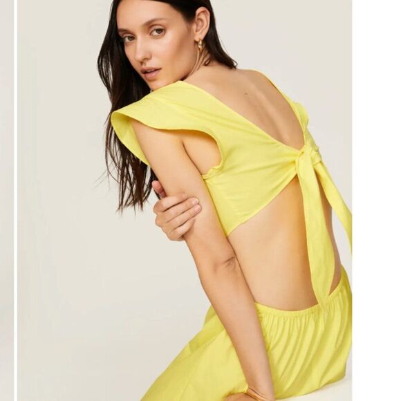 Marissa Webb Collective cotton open back dress chartruese size 4 - Picture 4 of 9